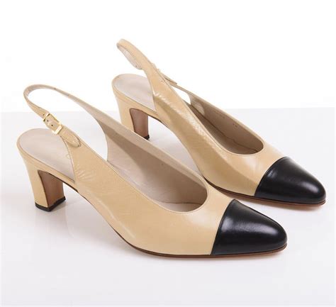 chanel two-tone shoes|chanel slingback beige and black.